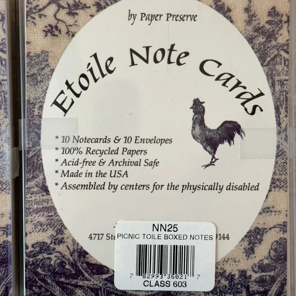 Vintage 90s Toile Note‎ Cards 2 Boxes Toile Black & Cream Pastoral New Old Stock